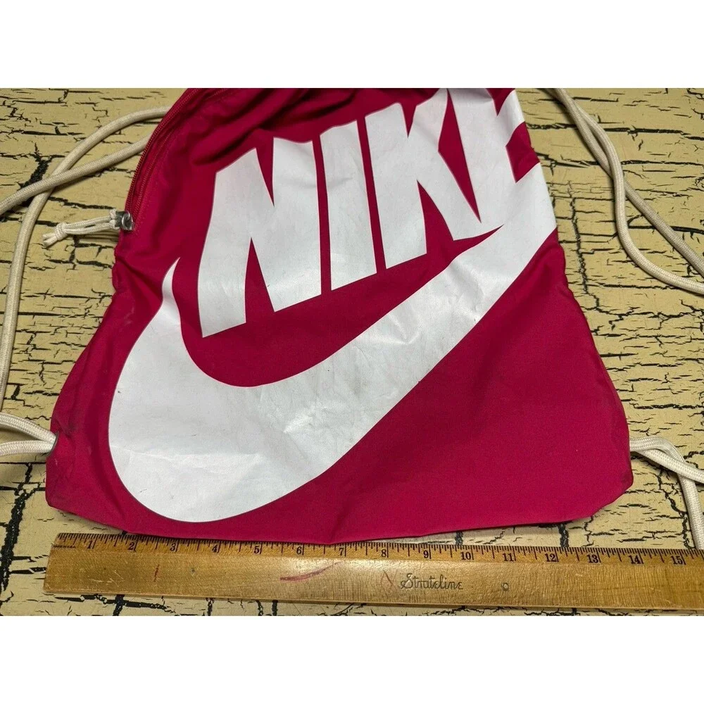 Nike Graphic Drawstring Sports Gym Bag Drawstring Backpack Pink Red